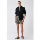Avva Men's Khaki Quick Dry Printed Standard Size Swimwear Marine Shorts