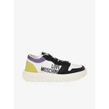 Love Moschino Black & White Women's Leather Sneakers - Women