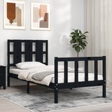 The Living Store Posteljni okvir z vzglavjem črn 90x190 cm trden les - Posteljni Okvir, (21525157) | Shoptok.si