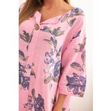 Kesi Włoski Women's cotton dress with a floral pattern and 3/4 sleeves light pink | Shoptok.si
