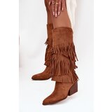 Boto Insulated Cowboy Boots Women's With Fringes Camel Brivina | Shoptok.si