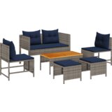 vidaXL Set vanjskih sofa Siva i plava Ratan s metalnim okvirom Standard | shoptok.hr