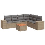 Maison Chic Seti vrtnega pohištva - Vrtna garnitura - Vrtni pohištvo set 7-delna z blazinami bež poli ratan, (21807436) | Shoptok.si