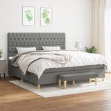 Krevet s oprugama i madracem tamnosivi 200 x 200 cm od tkanine | Eponuda.com