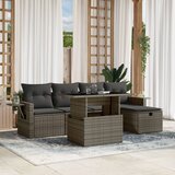 The Living Store Vrtna sedežna garnitura 6-delna z blazinami siv poli ratan - Vrtna Sedežna Garniture, (21428776) | Shoptok.si
