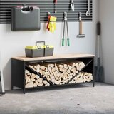 vidaXL stojalo za drva z lesenim vrhom črno 100,5x35,5x40 cm | Shoptok.si