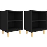 Furnova Nočna omarica z lesenimi nogami 2 kosa črna 40x30x50 cm, (21926623) | Shoptok.si