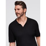 Ombre Men's buttonless polo shirt with open collar - black | shoptok.hr