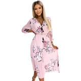 numoco basic Pleated midi dress with a neckline and belt Numoco Cijene