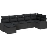 vidaXL set od 7 dijelova vrtne garniture s jastučićima crni poli ratan, dvosed vrtne garniture s pohranom i jastučićima crni poli ratan Cijene