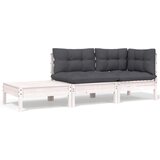Maison Chic Seti vrtnega pohištva - Vrtna garnitura - Vrtni pohištvo set 3-delna z blazinami bela trdna borovina, (21809403) | Shoptok.si