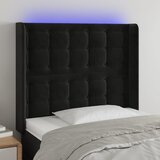 vidaXL LED posteljno vzglavje črno 93x16x118/128 cm žamet | Shoptok.si