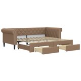 vidaXL izvlečna dnevna postelja s predali kapučino 90x200 cm um. usnje, (20936929) | Shoptok.si