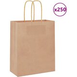 vidaXL Papirnate vrečke 250 kosov z ročaji rjave barve 18x8x22 cm Cene
