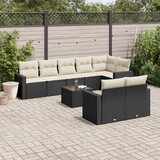Maison Chic Seti vrtnega pohištva - Vrtna garnitura - Vrtni pohištvo set 9-delna z blazinami črn poli ratan, (21808113) | Shoptok.si