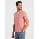 Ombre Men's collarless polo shirt - pink Cijene