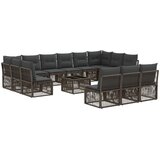 vidaXL Vrtna sedežna garnitura 14 pcs Siva poli ratan, (5000270214) | Shoptok.si