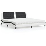 Krevet s madracem Zadar bijeli-crni 200 x 200 cm od umjetne kože | shoptok.hr