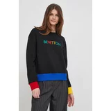 United Colors Of Benetton Bombažen pulover ženska, črna barva