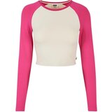 UC Curvy Ladies Organic Cropped Retro Baseball Longsleeve Whitesand/Hibiskus Pink | shoptok.hr