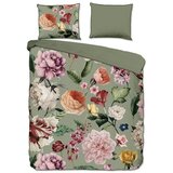 Descanso Zelena posteljina za bračni krevet/za produženi krevet od pamučnog satena 200x220 cm Fiori – Cijene