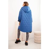 Kesi Włoski Plus Size women's quilted jacket with a hood and the inscription HOPE light denim | Shoptok.si