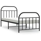 vidaXL Kovinski posteljni okvir z vzglavjem in vznožjem črn 90x200 cm, (20788024) | Shoptok.si