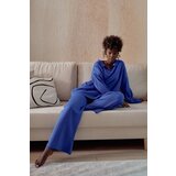 Fasardi Dámský pletený komplet se širokými nohavicemi modré barvy | Shoptok.si