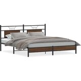  Posteljni okvir brez vzmetnice rjavi hrast 183x213 cm inž. les, (21829615) | Shoptok.si