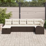 vidaXL set vrtnih sofa od 7 dijelova s jastučićima smeđi poli ratan | shoptok.hr
