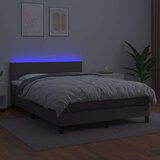  Box spring s madracem LED sivi 140x200cm od umjetne kože | shoptok.hr