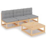 Maison Chic Seti vrtnega pohištva - Vrtna garnitura - Vrtni pohištvo set 4-delna z blazinami trdna borovina, (21820924) | Shoptok.si