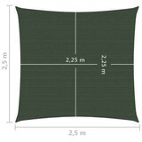 vidaXL Senčno jadro 160 g/m² temno zeleno 2,5x2,5 m HDPE, (20803816) | Shoptok.si