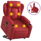Maison Chic masažni naslanjač - Relax naslanjač s funkcijo vstajanja rdeče umetno usnje, (22062110) Cene