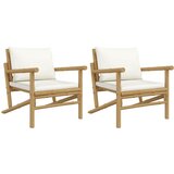 Maison Chic Vrtni stoli - Stol za vrt 2 kosa s kremno belimi blazinami bambus JS1265, (21878895) | Shoptok.si