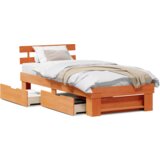  Krevetna konstrukcija s ladicama s uzglavljem s pohranom Voštano smeđa 100 x 200 cm | shoptok.hr
