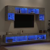  6-dijelni zidni TV elementi s LED svjetlima boja betona drveni | shoptok.hr
