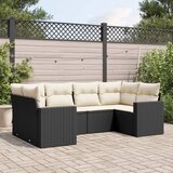  6-dijelni set vrtnih sofa s jastucima crni od poliratana | shoptok.hr