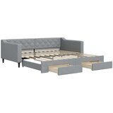 vidaXL Izvlečna dnevna postelja s predali svetlo siva 100x200 cm blago | Shoptok.si