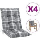  Jastuci za vrtne stolice 4 kom sivi karirani 100 x 50 x 7 cm | shoptok.hr