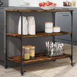 vidaXL Kuhinjski voziček dimljen hrast 102x50x95 cm inženirski les | Shoptok.si