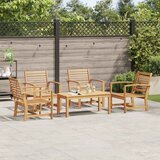  Sjedeća garnitura za vrt 5 kom. Prirodna Čvrsto teak drvo | shoptok.hr