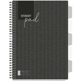 STREET Zvezek A4 Pad Black s špiralo PR, mali karo, 100 listov | Shoptok.si