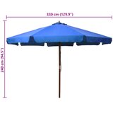  Vrtni suncobran s drvenom šipkom 330 cm azurni | shoptok.hr