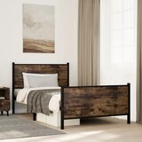 Furnova Kovinski posteljni okvir brez vzmetnice dimljen hrast 100x190cm, (21933913) Cene
