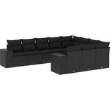  10-dijelni set vrtnih sofa s jastucima crni od poliratana | shoptok.hr