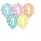  Komplet 5 pisanih balonov s pikami in številko - 1 | Shoptok.si