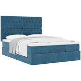 vidaXL Otomanska postelja z vzmetnicami temno modra 140x190cm žamet | Shoptok.si