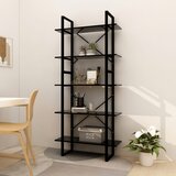 vidaXL ormarić za knjige s 5 razina crni 80 x 30 x 175 cm od iverice Cijene