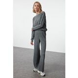 Trendyol Anthracite Ribbed Knitted Trousers Knitwear Bottom-Top Set